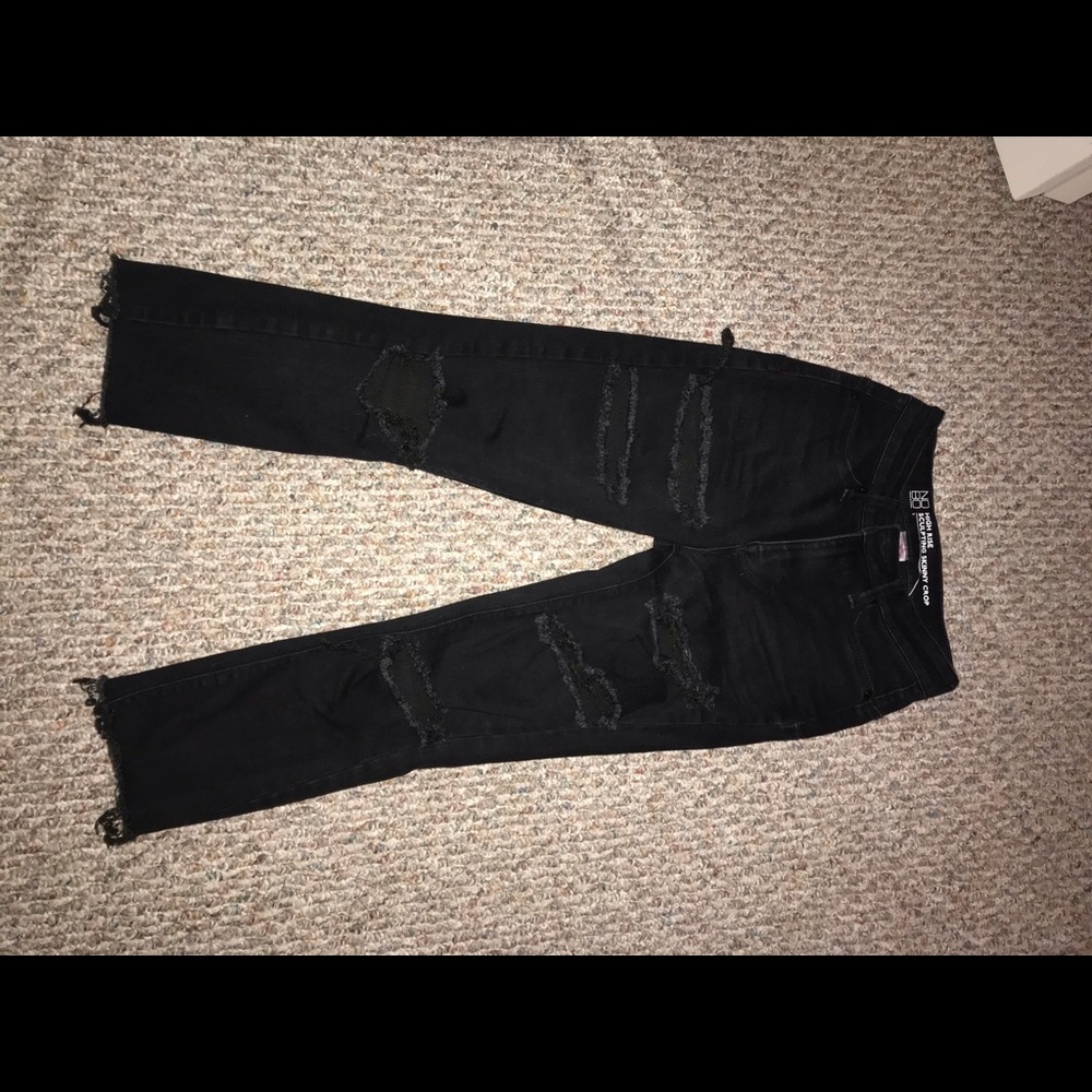 Black self ripped jeans